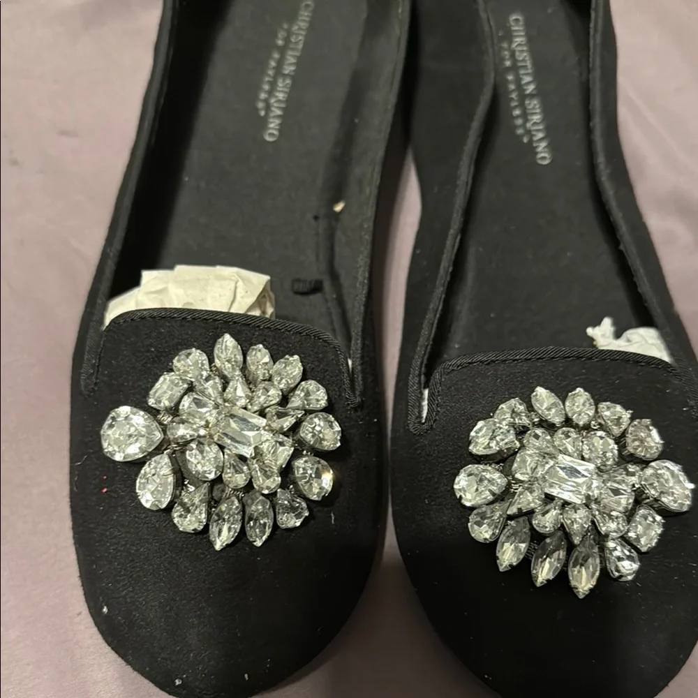 Black Embellished Flats - Picture 1 of 3